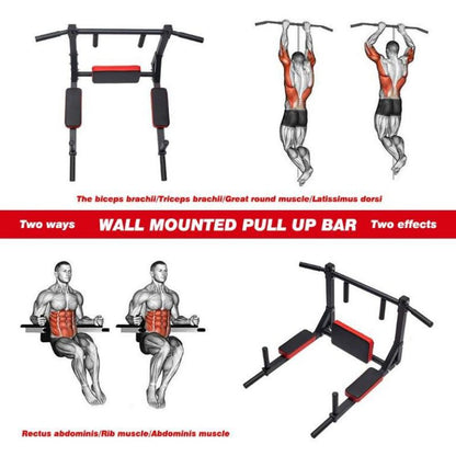 Multifunctional Wall Mounted Pull Up Bar/Chin Up bar,Dip Station for Indoor Home Gym Workout