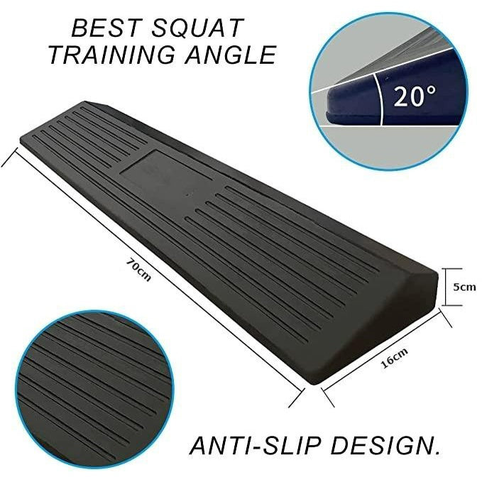 Long Version Squat Wedge Block for Weightlift and Deadlift,Non-Slip Solid Rubber Squat Ramp,Heavy-Duty Squat Platform for Heel Elevated Squats and Calf Raises