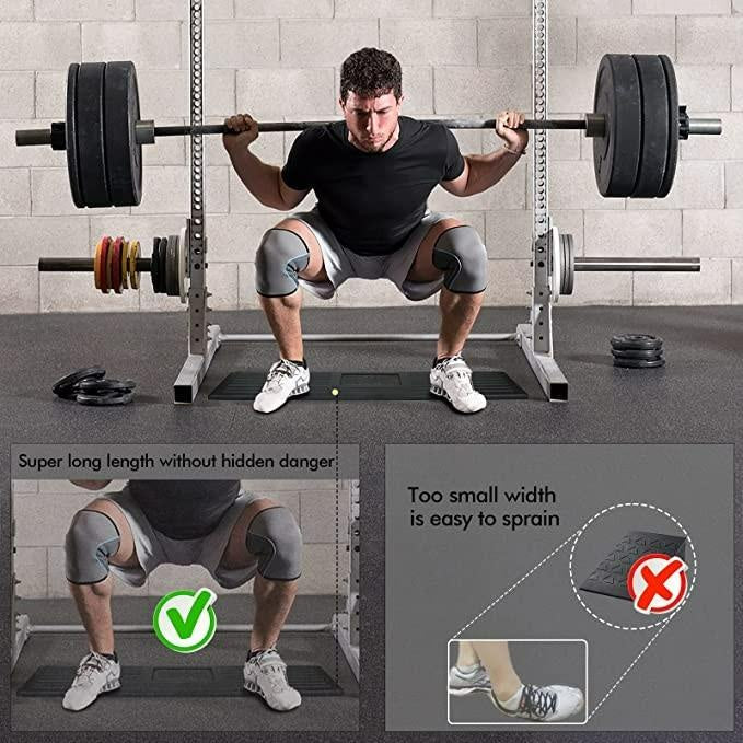 Long Version Squat Wedge Block for Weightlift and Deadlift,Non-Slip Solid Rubber Squat Ramp,Heavy-Duty Squat Platform for Heel Elevated Squats and Calf Raises