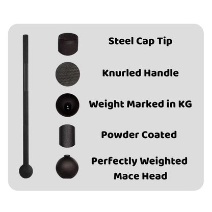 Steel Mace Bell Perfectly Balanced Hand-Sculpted Cast Iron 4kg - 20kg Macebell