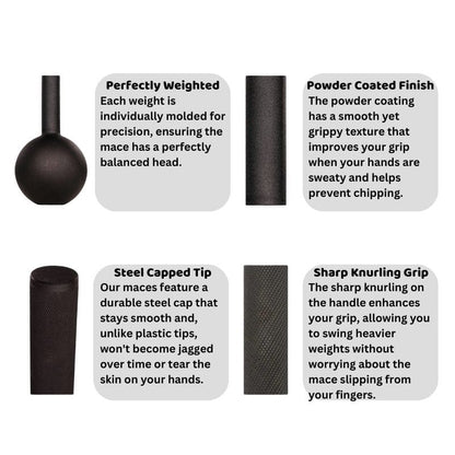 Steel Mace Bell Perfectly Balanced Hand-Sculpted Cast Iron 4kg - 20kg Macebell