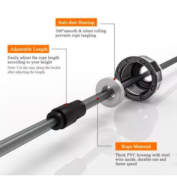 Adjustable Skipping Rope Tangle-free Jump Rope Fitness Rope Sports Rope Steel Wire Rope for Skipping 9.8ft