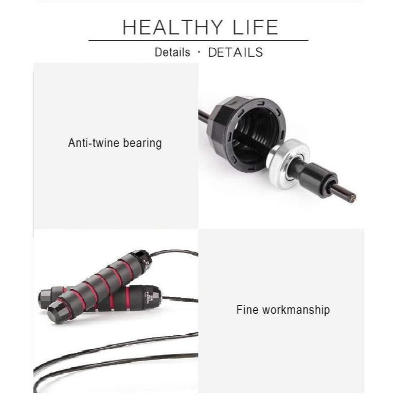 Adjustable Skipping Rope Tangle-free Jump Rope Fitness Rope Sports Rope Steel Wire Rope for Skipping 9.8ft