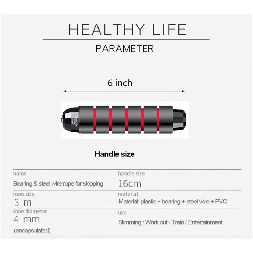 Adjustable Skipping Rope Tangle-free Jump Rope Fitness Rope Sports Rope Steel Wire Rope for Skipping 9.8ft