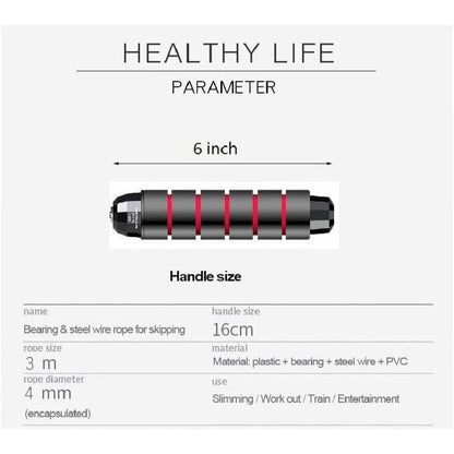 Adjustable Skipping Rope Tangle-free Jump Rope Fitness Rope Sports Rope Steel Wire Rope for Skipping 9.8ft
