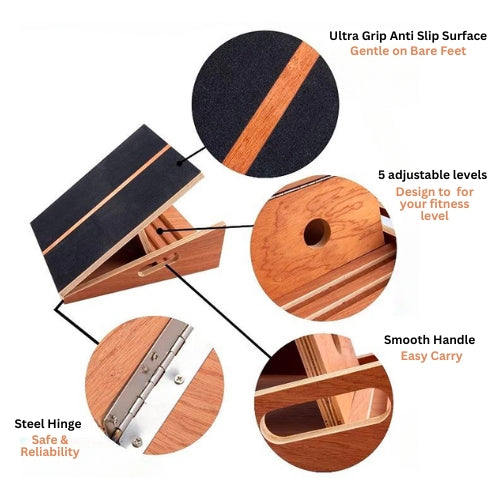 Wooden Slant Board, Adjustable Incline Board Calf Ankle Stretcher