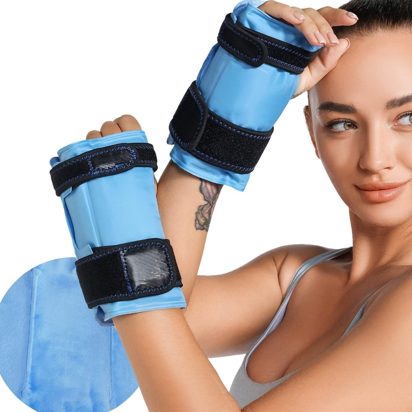 Wrist Ice Pack Wraps for Carpal Tunnel Relief (2-Piece Set) Reusable Gel Ice Packs for Hand Injuries Rheumatoid Tendinitis and Swelling Blue-pack 2