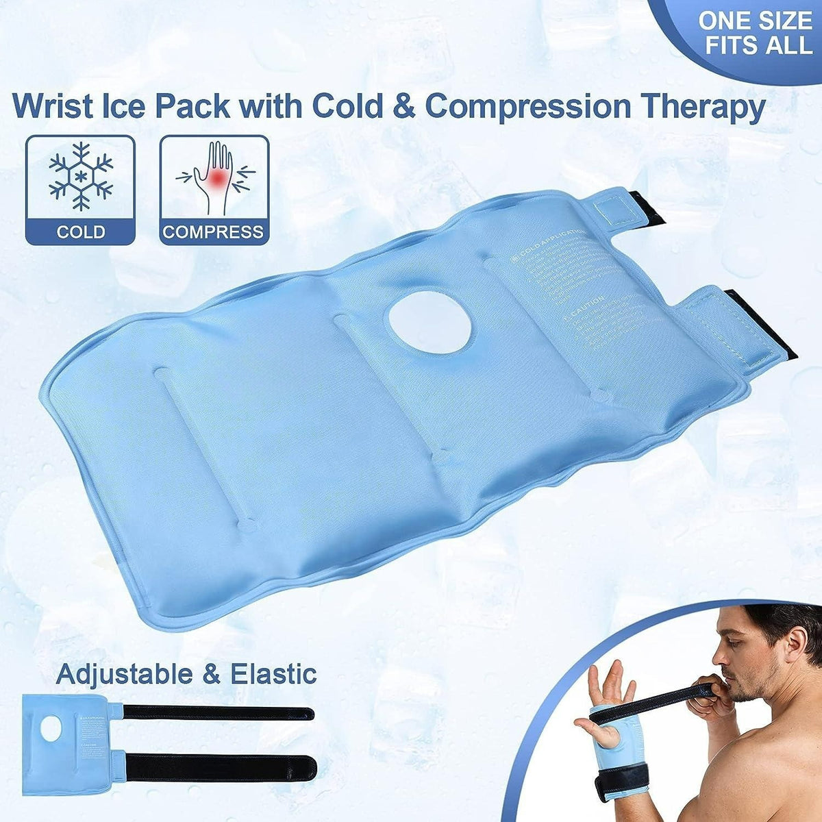 Wrist Ice Pack Wraps for Carpal Tunnel Relief (2-Piece Set) Reusable Gel Ice Packs for Hand Injuries Rheumatoid Tendinitis and Swelling Blue-pack 2