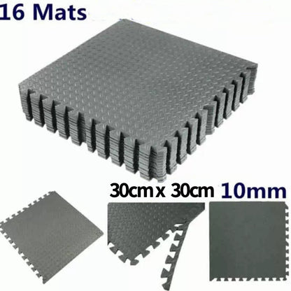Puzzle Exercise Workout Mat, EVA Foam Interlocking Tiles, 10mm 30cmx30cm thickness for Gym, MMA, Home, W