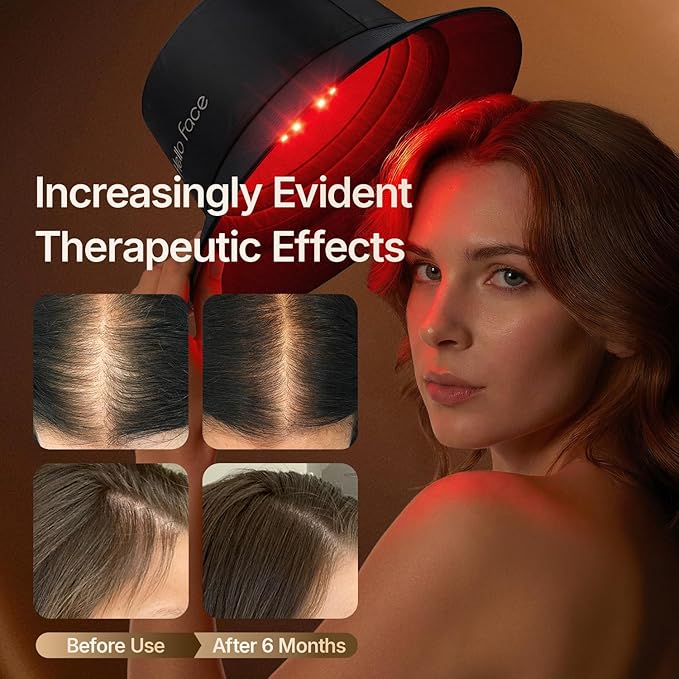 Hello Face Red Light Therapy Hair Growth Cap, 336 Chips 660nm & 850nm Near Infrared, Discreet Fisherman Hat Design Fits Up to 62cm, Professional Red Light Therapy for Full Scalp Coverage
