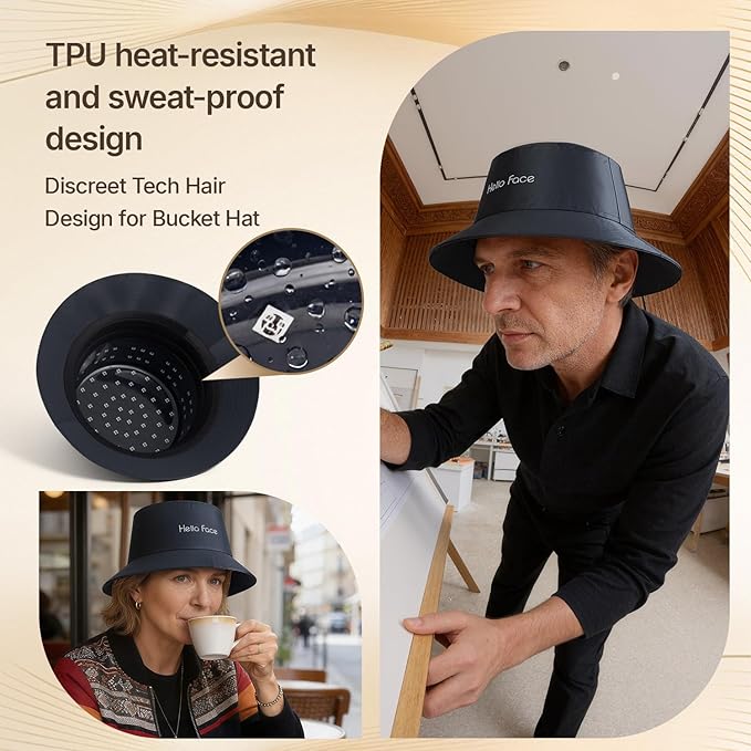 Hello Face Red Light Therapy Hair Growth Cap, 336 Chips 660nm & 850nm Near Infrared, Discreet Fisherman Hat Design Fits Up to 62cm, Professional Red Light Therapy for Full Scalp Coverage