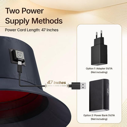 Hello Face Red Light Therapy Hair Growth Cap, 336 Chips 660nm & 850nm Near Infrared, Discreet Fisherman Hat Design Fits Up to 62cm, Professional Red Light Therapy for Full Scalp Coverage