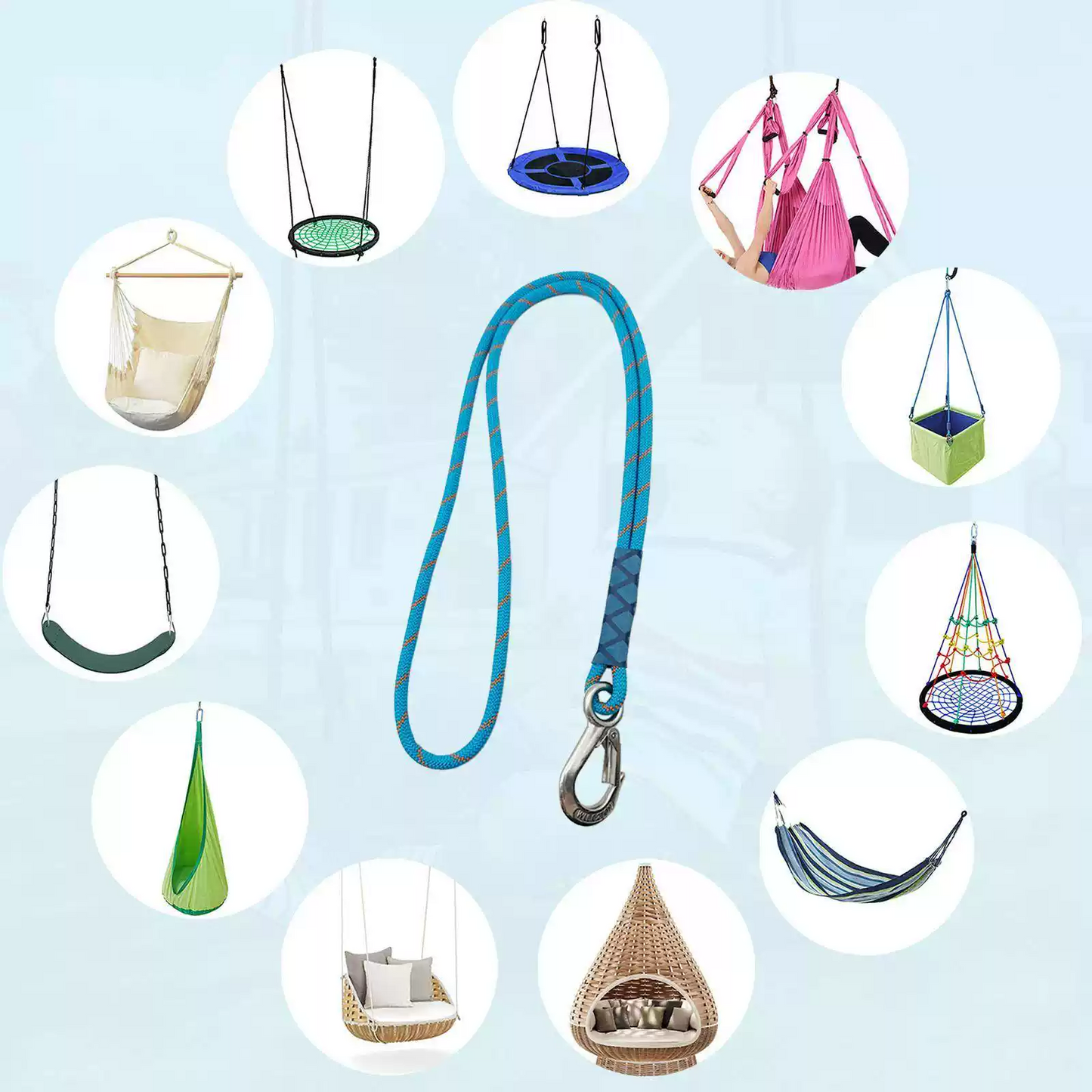 1 PCS Swing Ropes Hammock Extensions, Heavy-Duty Multi-Use Hanging Rope for Outdoor Weatherproof & UV-Resistant Web & Saucer Swings