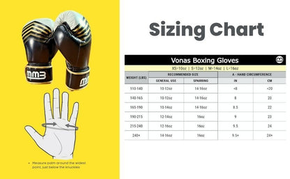 MMB Vonas Gold Leather Boxing Gloves Twin Straps