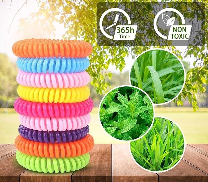 Mosquito Repellent Bracelets Individually Wrapped Mosquito Repellent Bands DEET Free Insect Bug Repellent Wristbands for Adults Kids