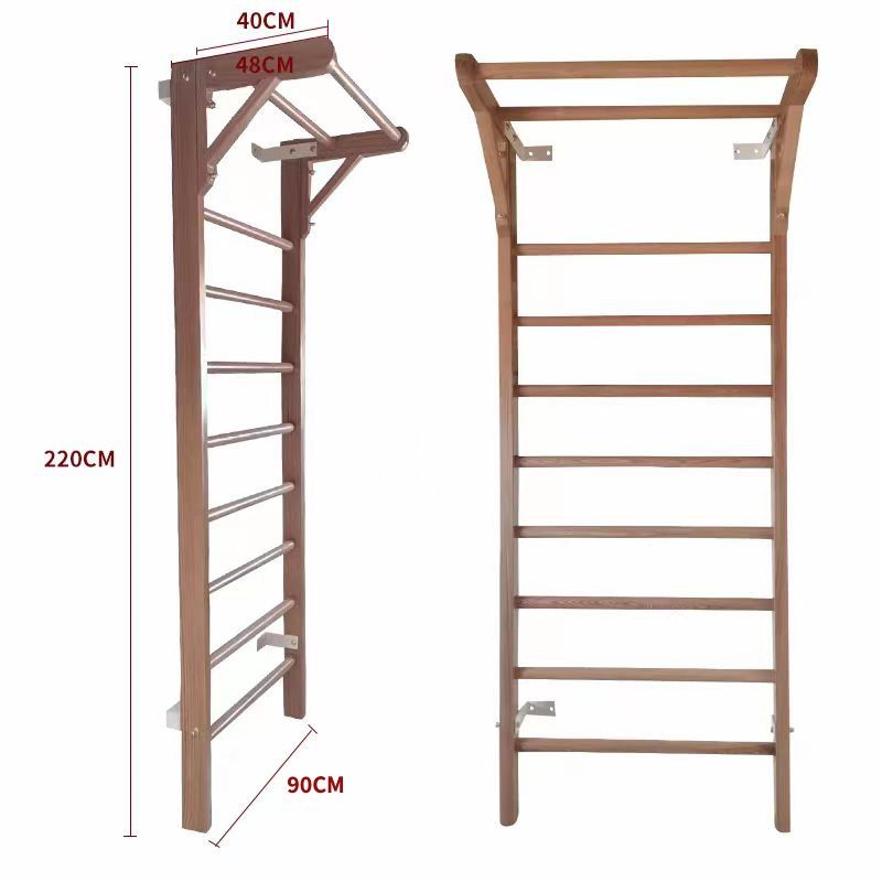 Premium Beech Wood Wall Mount Stall Bar Stahl Bar Wall Bars