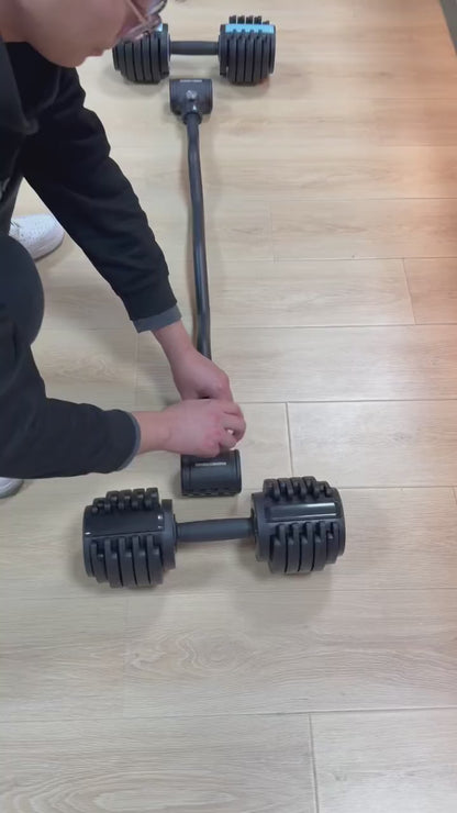 Dumbbell Converter Transform Dumbbells to Barbell Bar Adjustable & Up to 176 lb  Anti-Slip Grip & Secure Fit