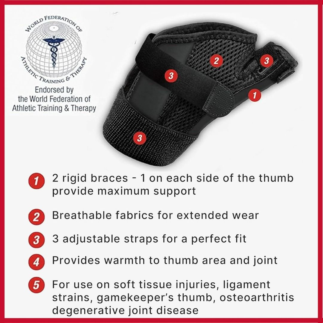 Promax Adjust-to-Fit Thumb Stabilizer, Spica Splint, Thumb Pain Relief Brace for Men and Women, Ideal for De Quervain's Tenosynovitis, Arthritis, Sprains, Fits Right or Left