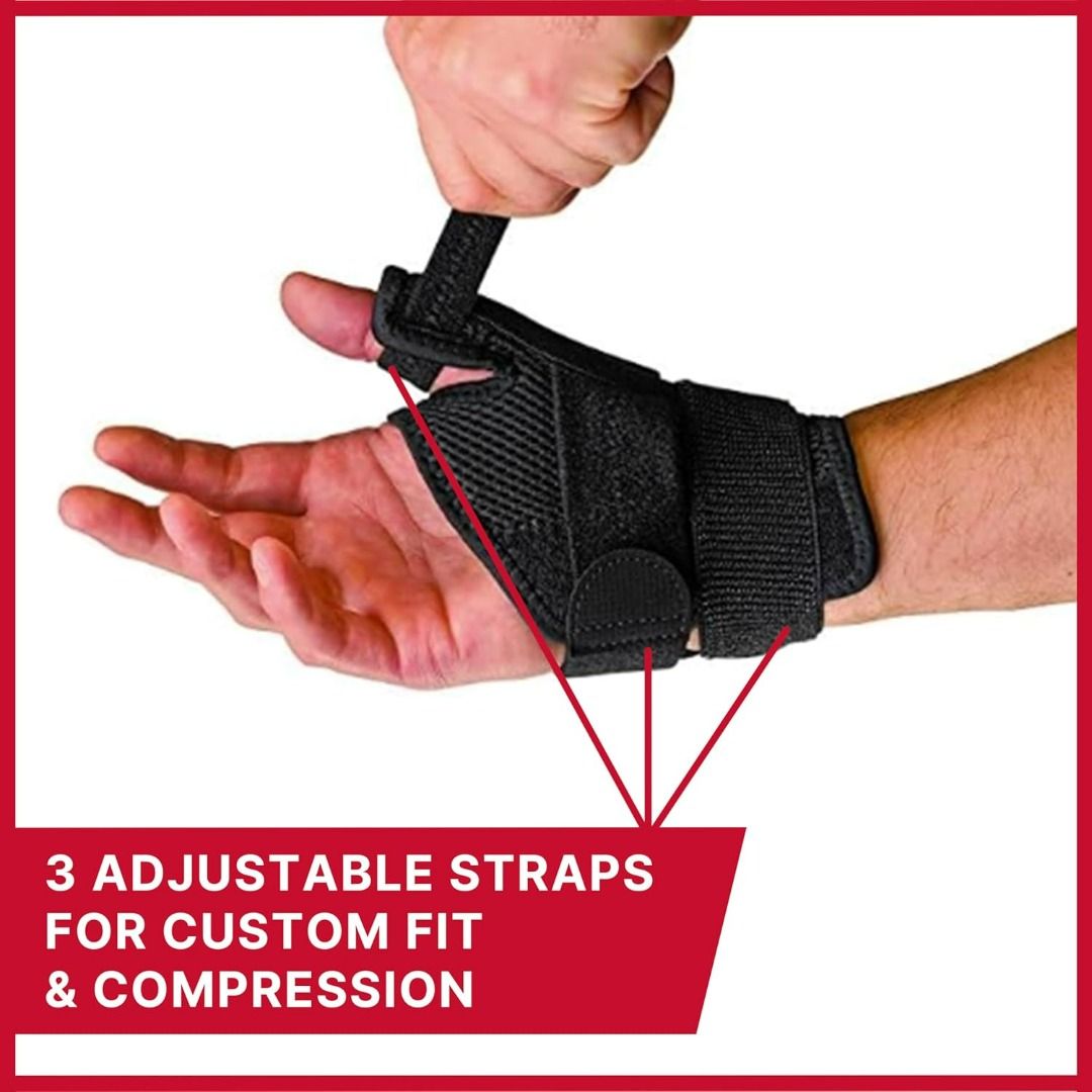 Promax Adjust-to-Fit Thumb Stabilizer, Spica Splint, Thumb Pain Relief Brace for Men and Women, Ideal for De Quervain's Tenosynovitis, Arthritis, Sprains, Fits Right or Left