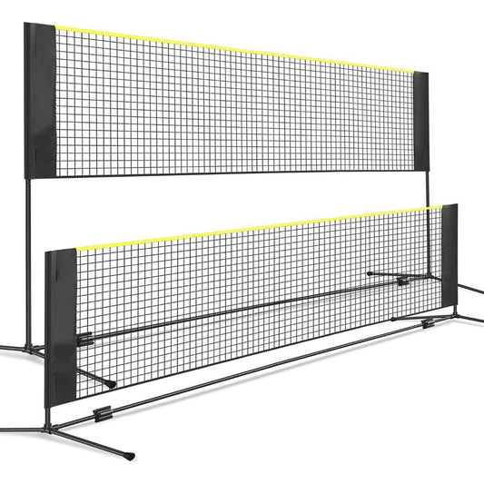 Badminton Pickleball Net - height adjustable portable net for junior tennis, kids volleyball & soccer, badminton racket