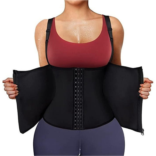 Drotas Women Waist Trainer Vest Slim Corset Neoprene Sauna Tank Top Zipper Weight Loss Body Shaper Shirt